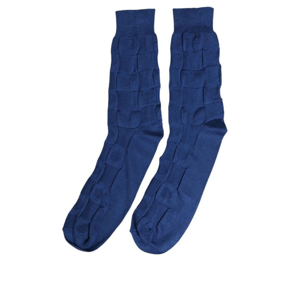 Dolce & Gabbana Royal Blue Checkered Silk Mid Calf Accessory Men's Socks